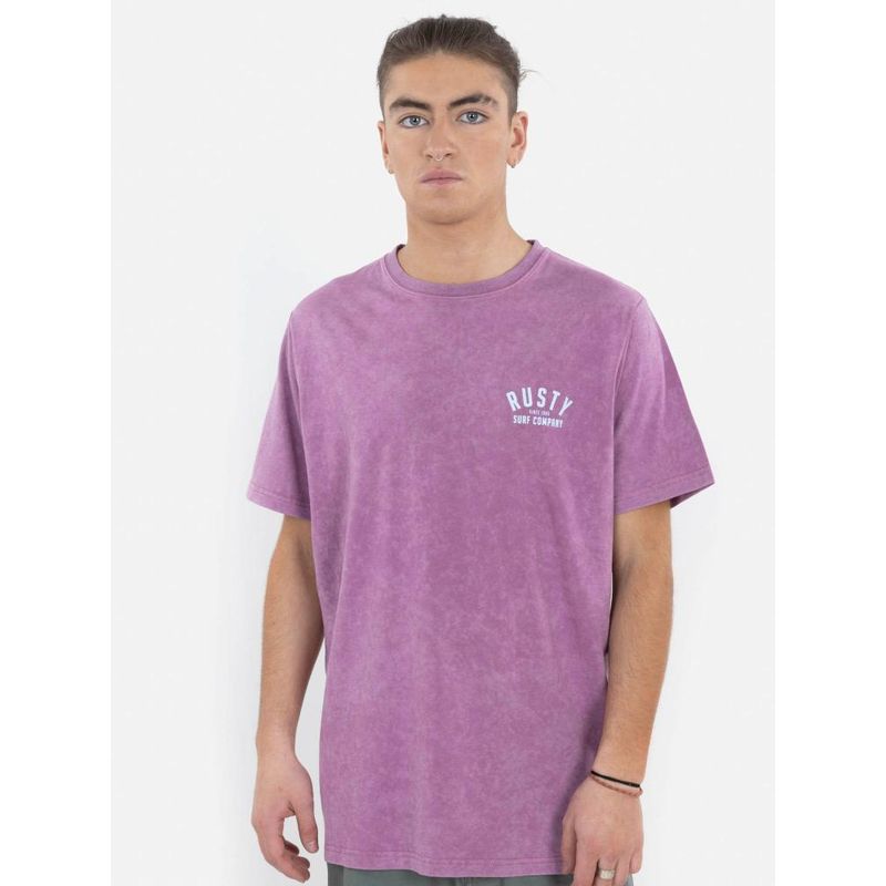 RUSTY - Polera Rst Lines  SS tee Hombre Burdeo Rusty