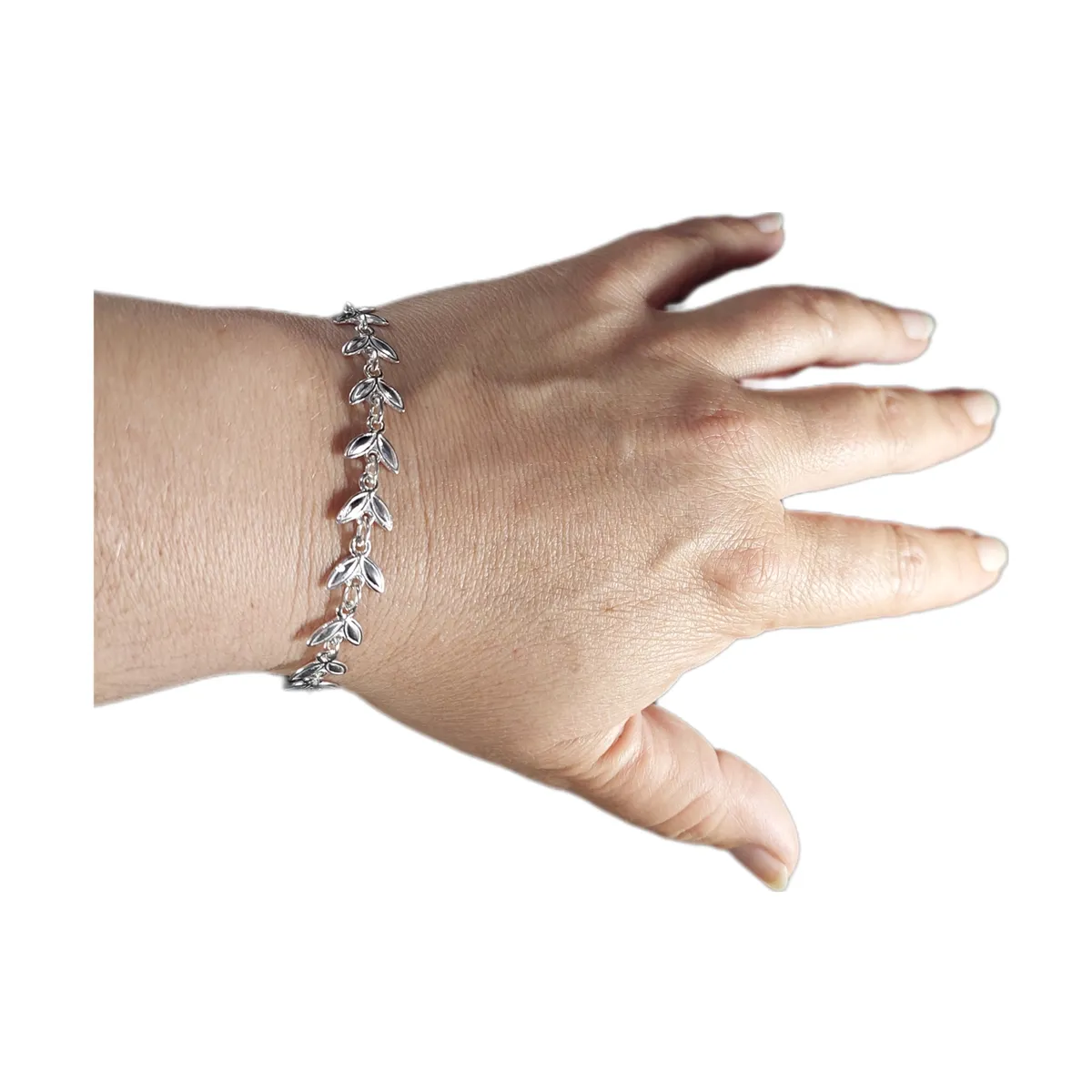 MOR JOYAS - Pulsera Plata Envejecida Ley 925 / Hojas Espigadas