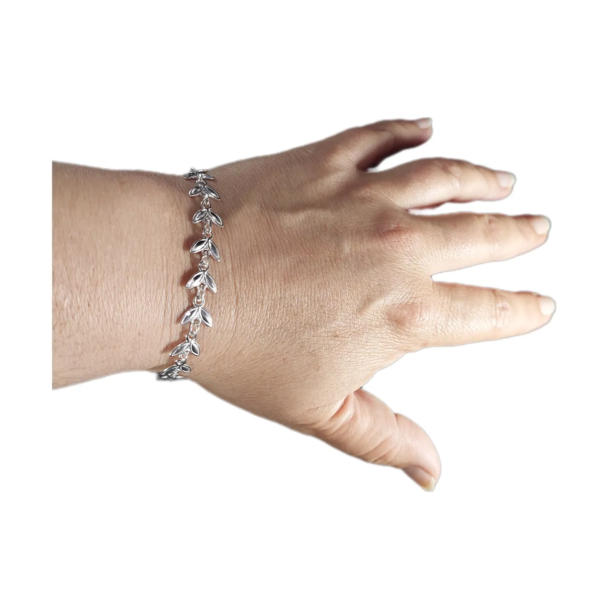 MOR JOYAS - Pulsera Plata Envejecida Ley 925 / Hojas Espigadas