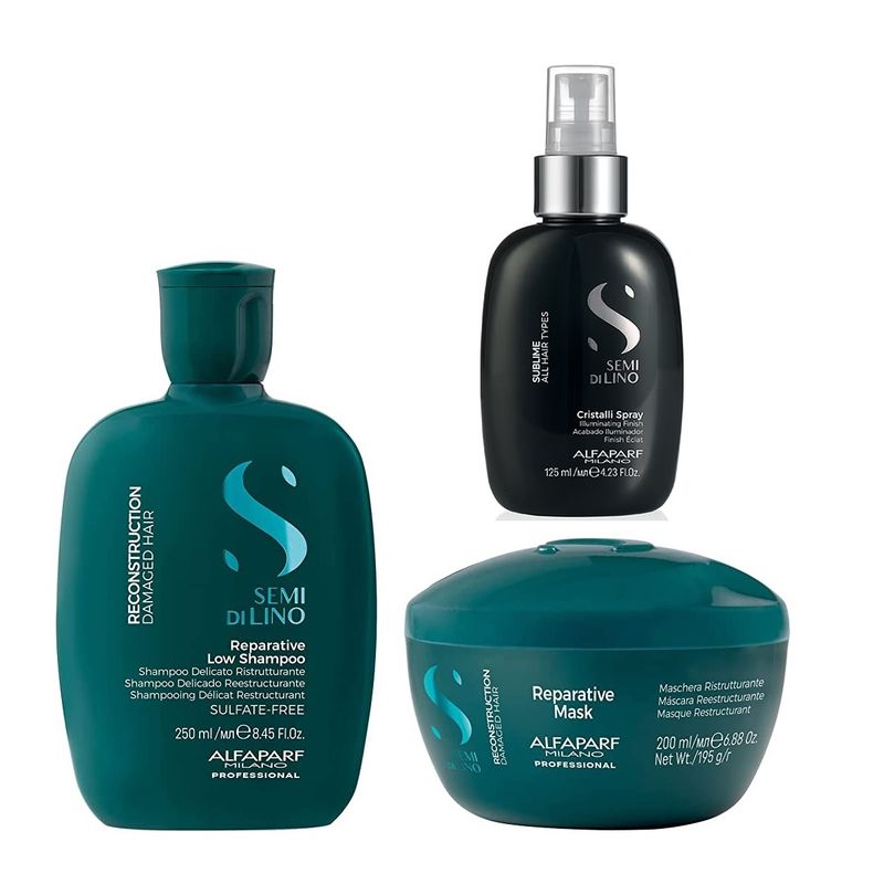 ALFAPARF MILANO - ALFAPARF Kit Shampoo+  Mascarilla Reconstrucción+  Cristal Serum