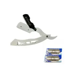 GENERICO - Kit Navaja Blanco Con 20 Repuestos Barberia