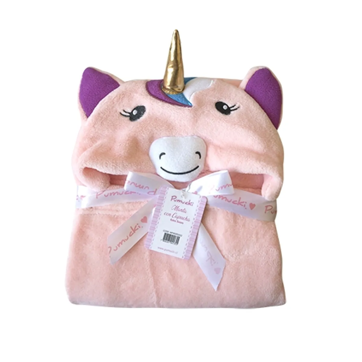 PUMUCKI - Manta Con Capucha Unicornio Rosado Niña Pumucki
