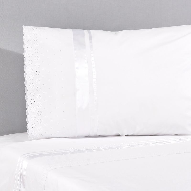 NINA HERRERA - Sábana Broderie Blanco 220 Hilos Super King