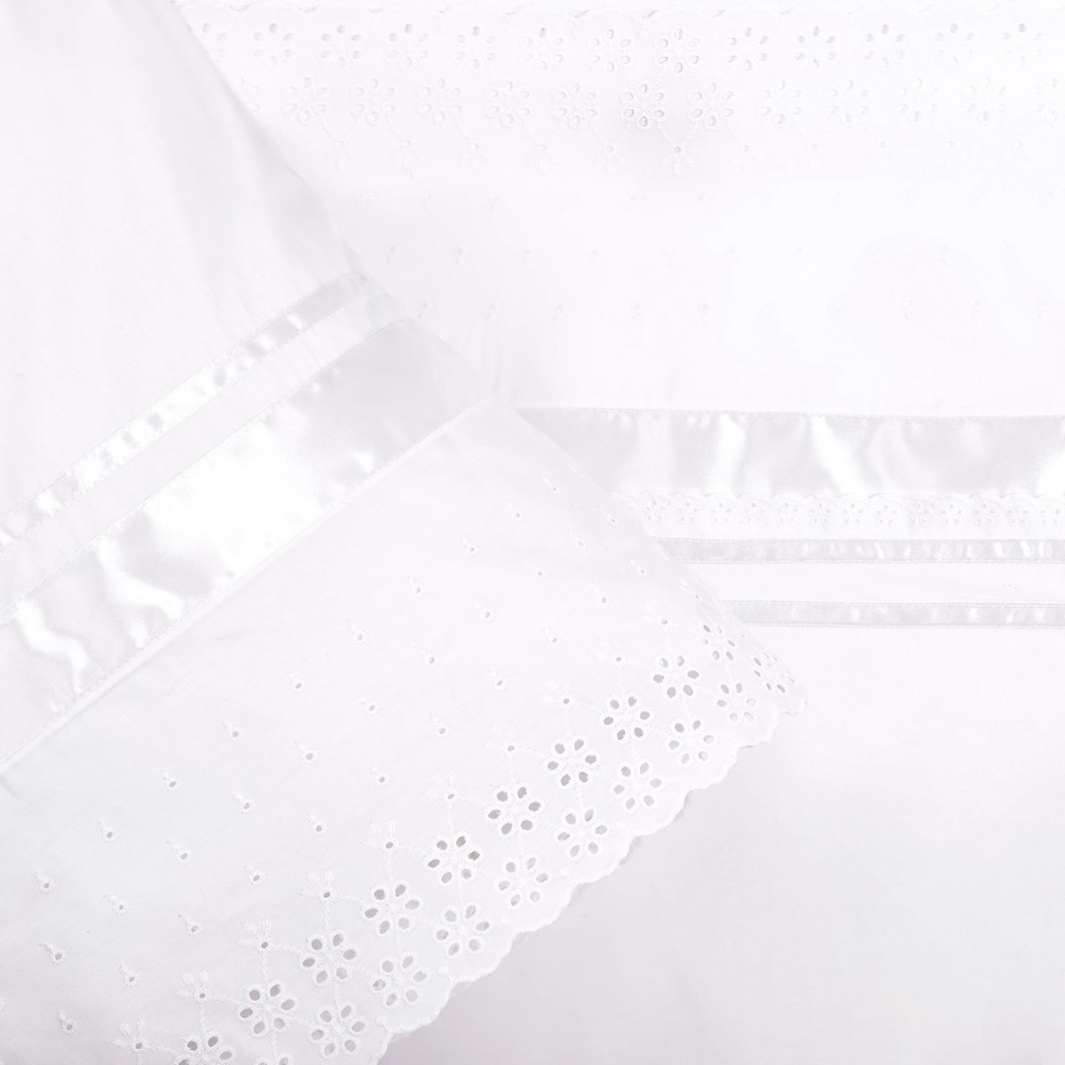 NINA HERRERA - Sábana Broderie Blanco 220 Hilos Super King