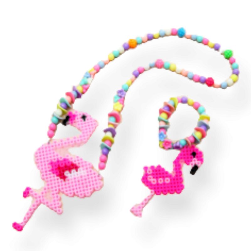GENERICO - Fuse Beads- Kit para pulseras y collares - flamingos