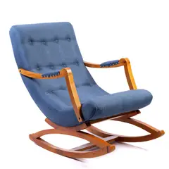 MUEBLES NEW - Silla Mecedora con Apoya Brazo Azul Indigo Lino