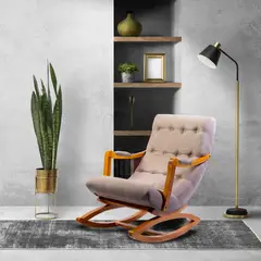 MUEBLES NEW - Silla Mecedora con Apoya Brazo Beige Lino