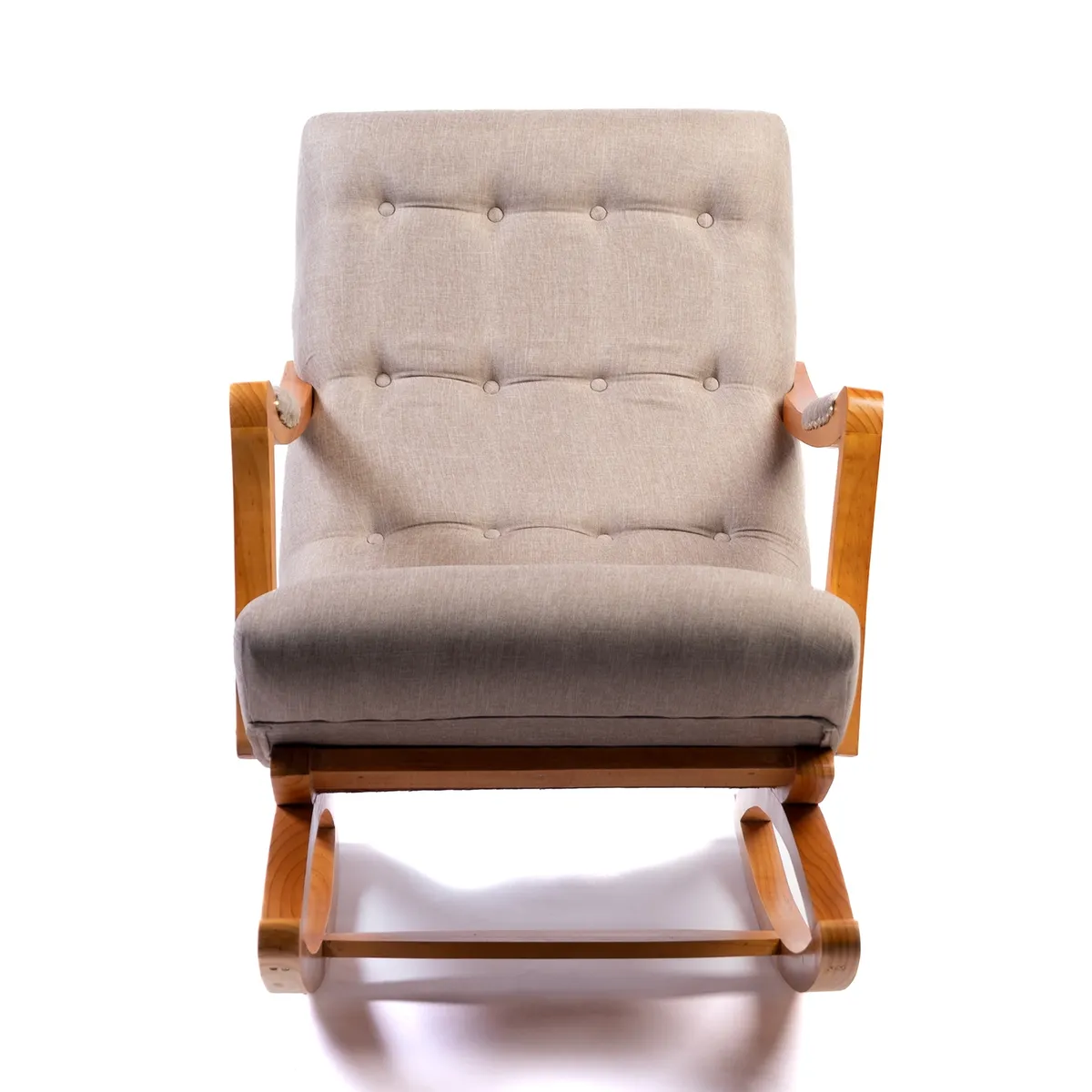 MUEBLES NEW - Silla Mecedora con Apoya Brazo Beige Lino.