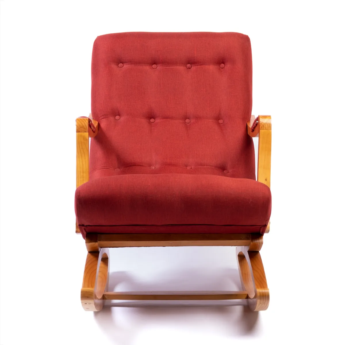 MUEBLES NEW - Silla Mecedora con Apoya Brazo Rojo Lino.