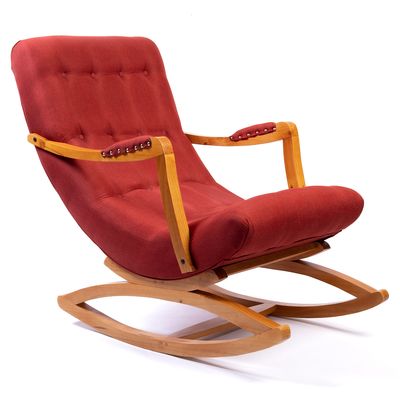 Imagen 2 del producto Silla Mecedora con Apoya Brazo Rojo Lino.