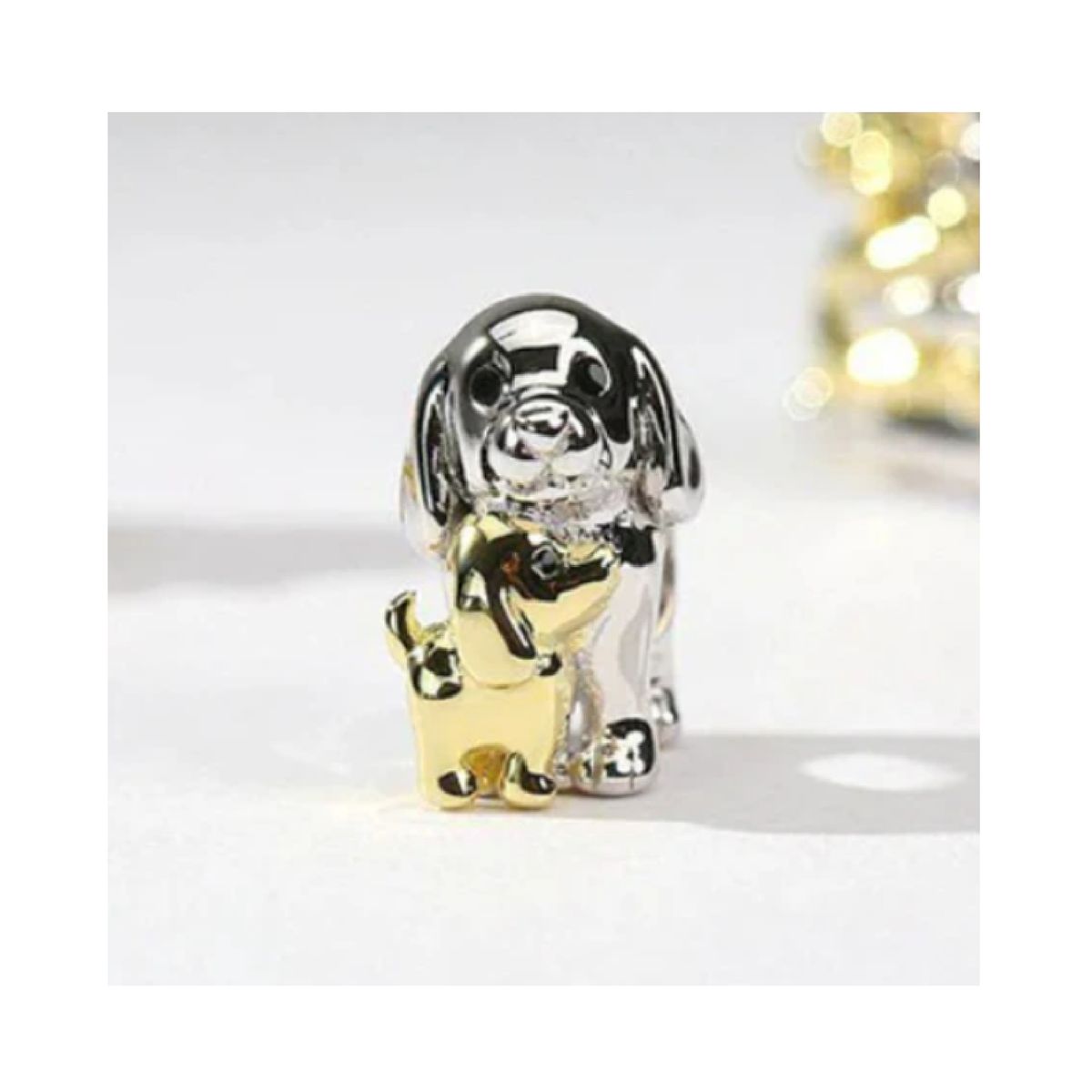 SILVER HEART - Charm Perrita y Cachorro en Plata Fina 925 SILVER HEART