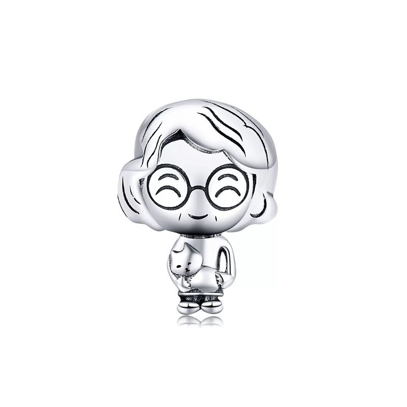 SILVER HEART - Charm Abuela y Gato en Plata Fina 925 SILVER HEART