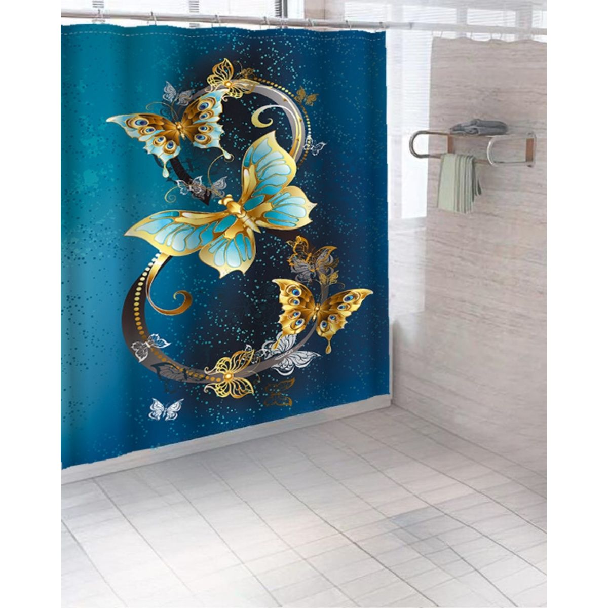 GENERICO - Cortina de Baño de tela mas FORRO Impermeable