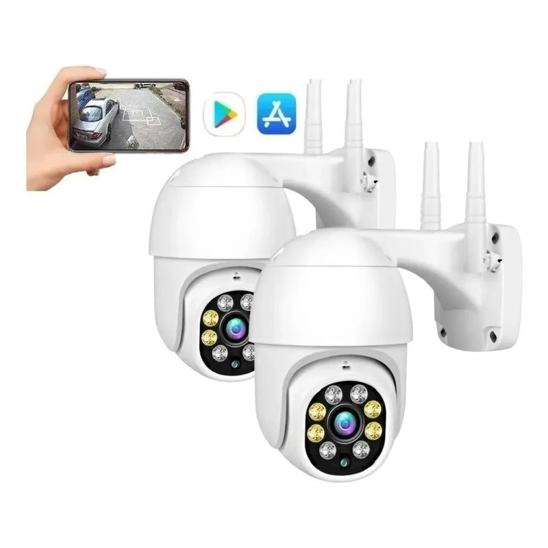GENERICO - Kit X2 Camara Seguridad Exterior Wifi Camaras De Vigilancia Ip