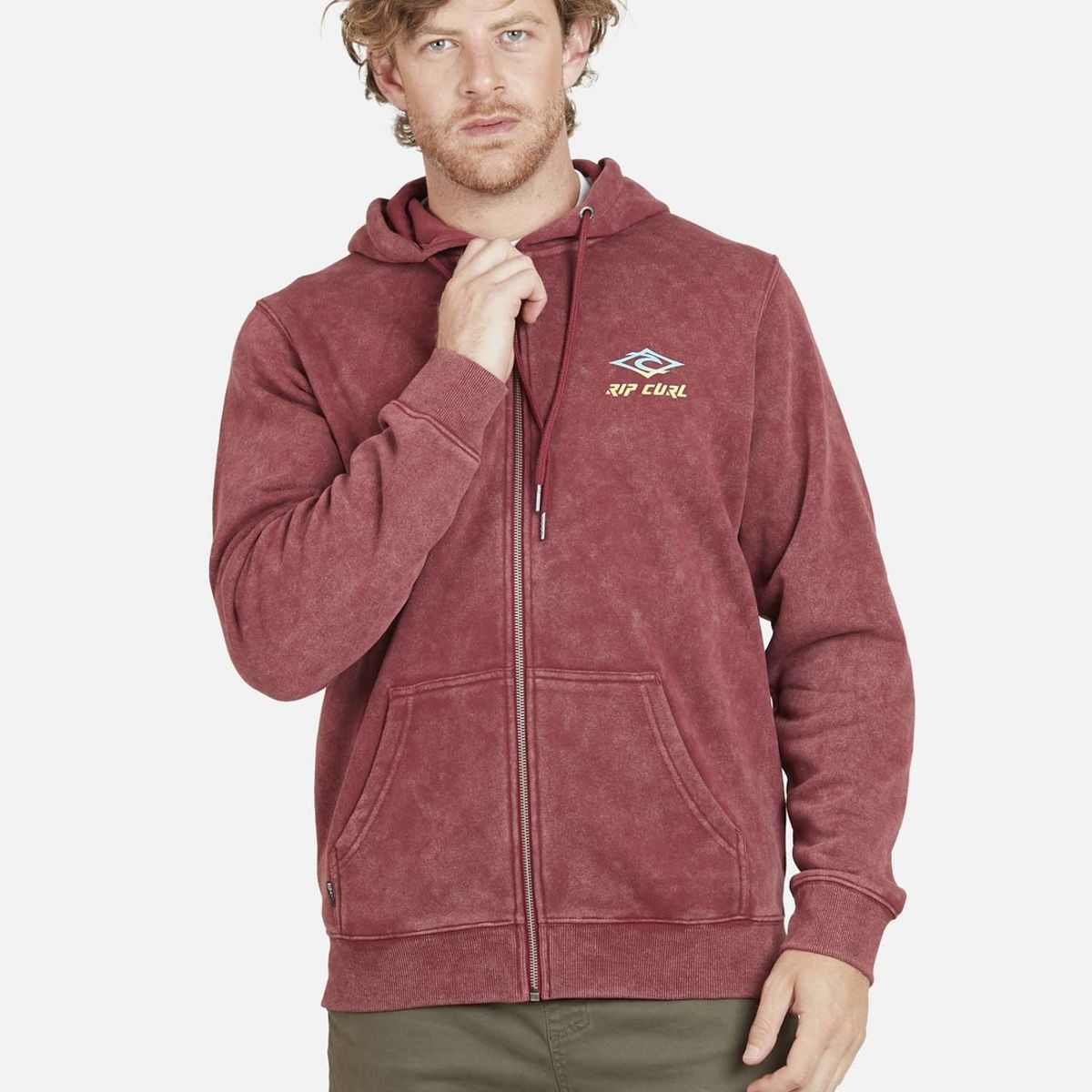 RIP CURL - Poleron THE SEARCH FZ Hombre Rojo Oscuro Rip Curl