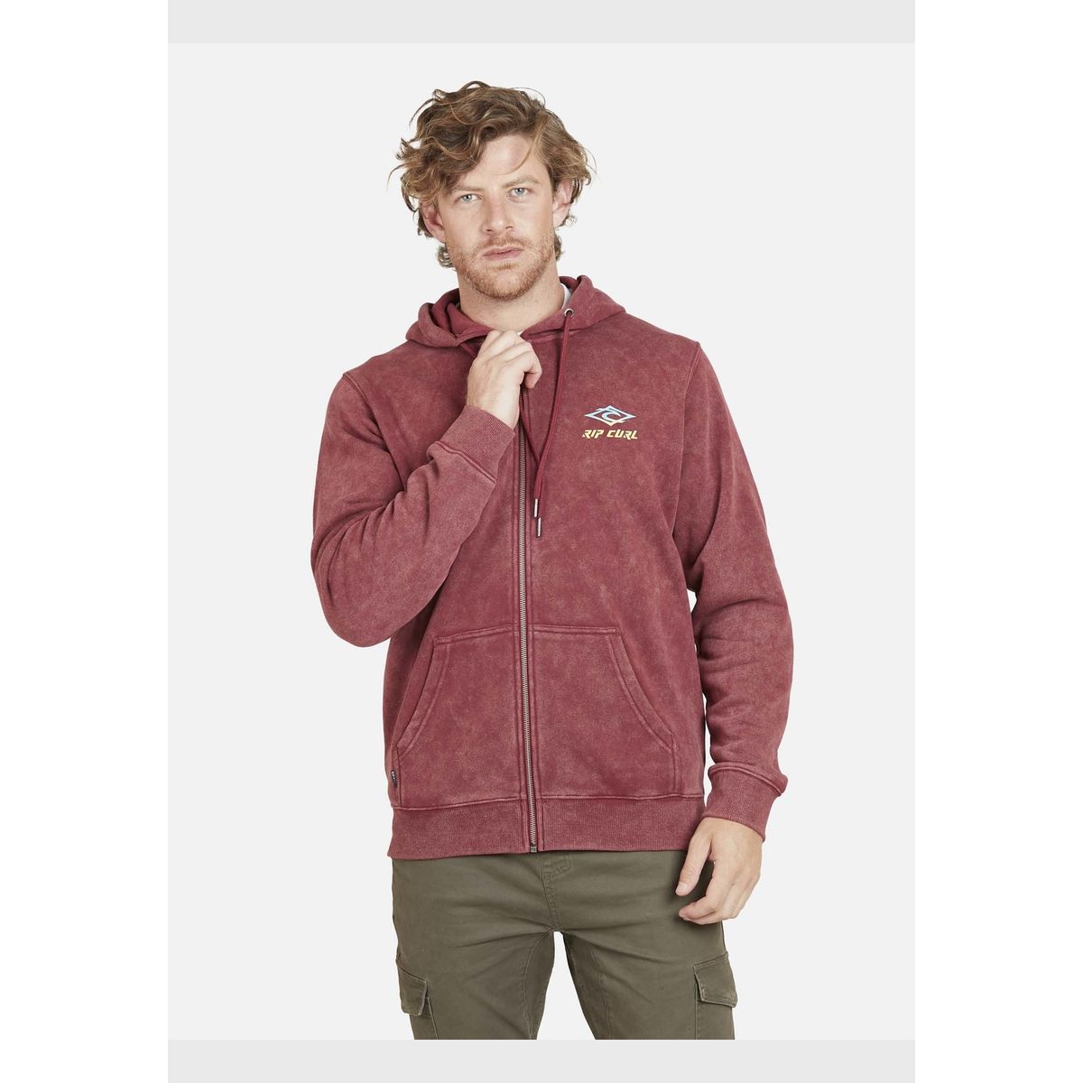 RIP CURL - Poleron THE SEARCH FZ Hombre Rojo Oscuro Rip Curl