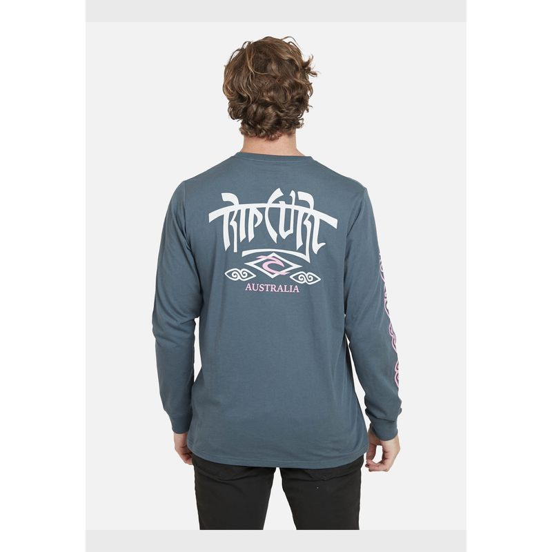 RIP CURL - Polera OLD RIP AUS LS TEE Hombre Denim Rip Curl