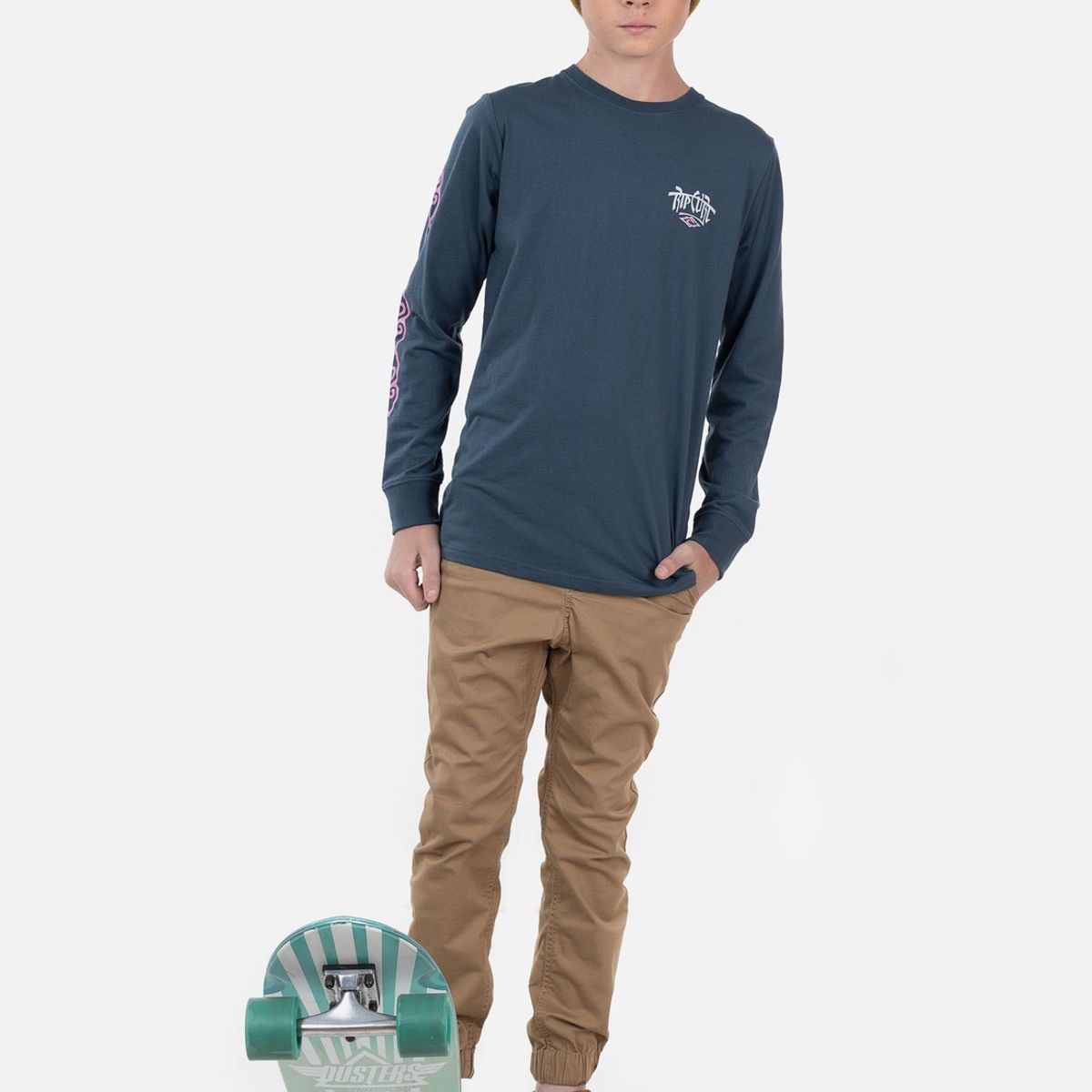 RIP CURL - Polera OLD RIP UAS LS TEE Juvenil Denim Rip Curl