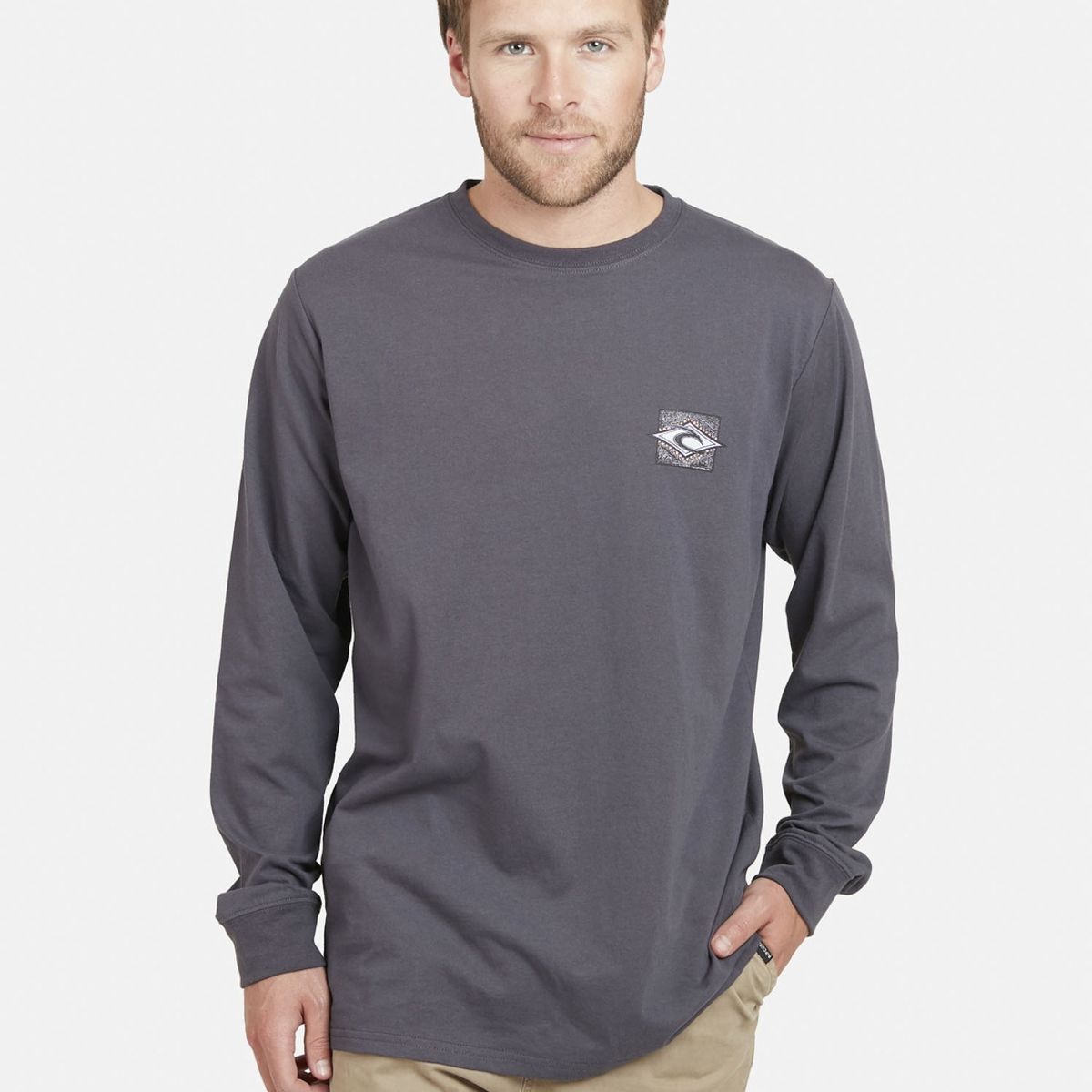 RIP CURL - Polera BLESS UP LS TEE Hombre Gris Oscuro Rip Curl
