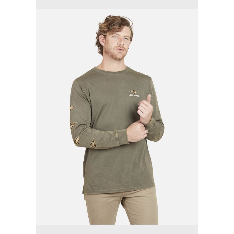 RIP CURL - Polera LOGO RIP CURL TS Hombre Verde Militar Rip Curl