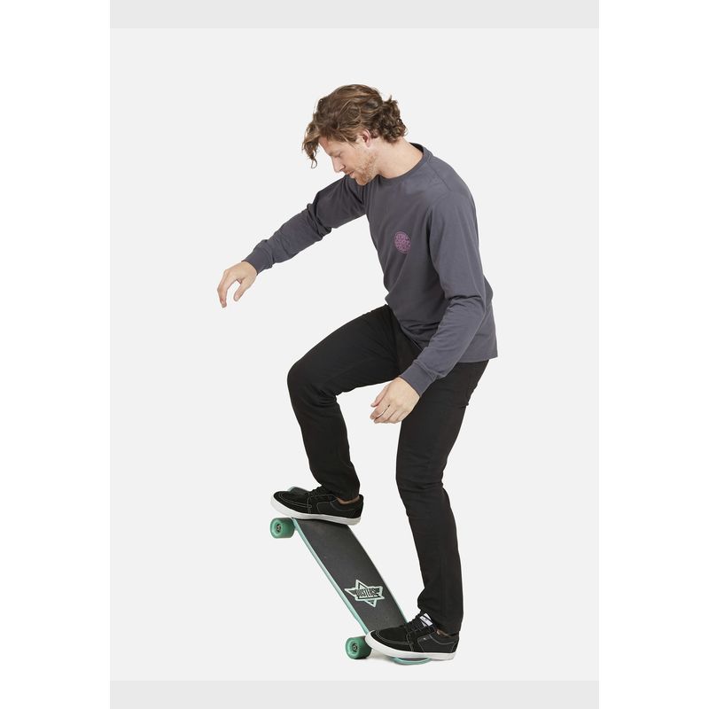 RIP CURL - Polera WETSUIT LS TEE Hombre Gris Oscuro Rip Curl