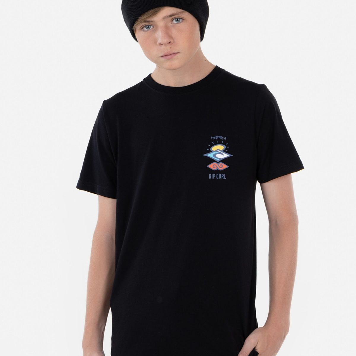 RIP CURL - Polera THE SEARCH TEE Juvenil Negro Rip Curl