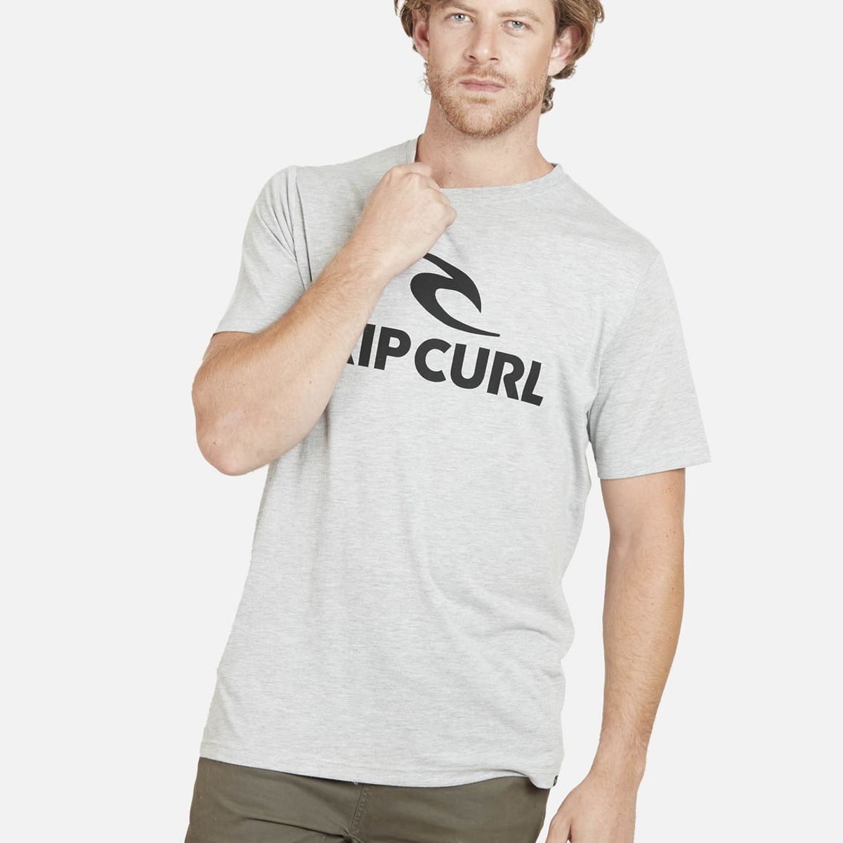 RIP CURL - Polera RC LOGO TEE Hombre Gris Mezcla Rip Curl