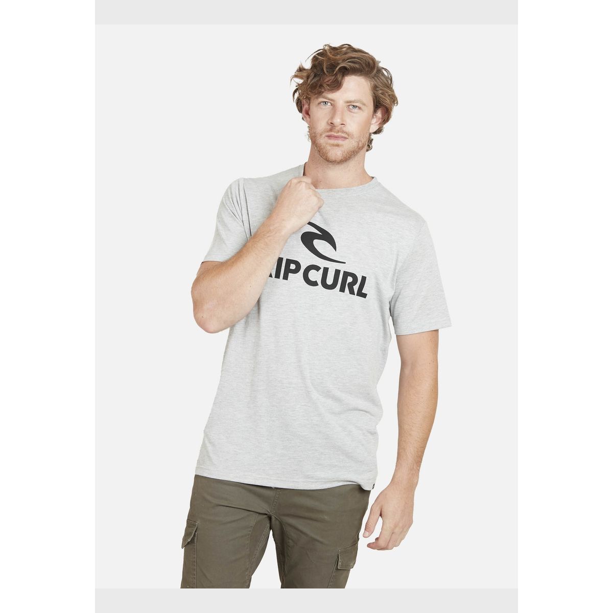RIP CURL - Polera RC LOGO TEE Hombre Gris Mezcla Rip Curl