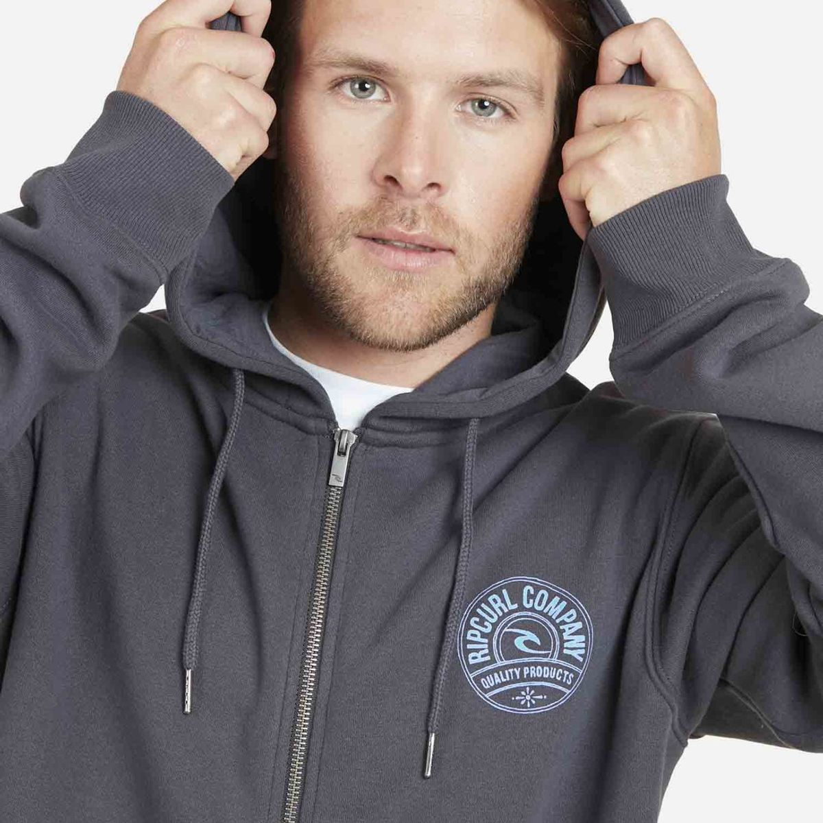 RIP CURL - Poleron RC COMPANY Hombre Gris Oscuro Rip Curl