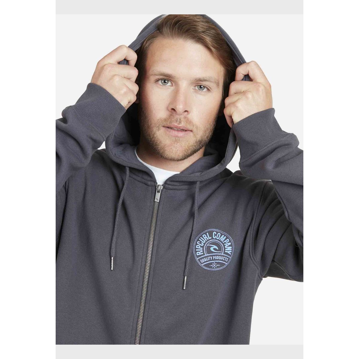 RIP CURL - Poleron RC COMPANY Hombre Gris Oscuro Rip Curl