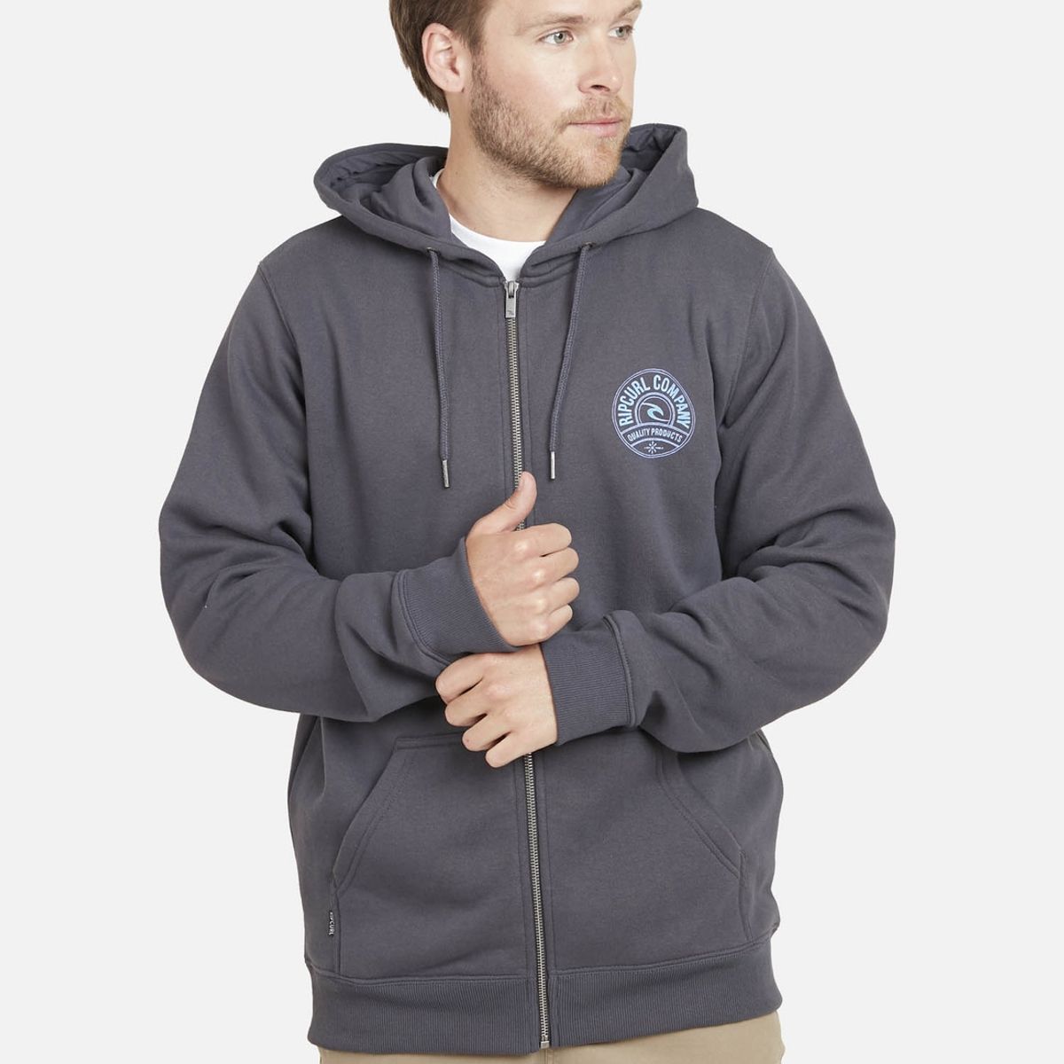 RIP CURL - Poleron RC COMPANY Hombre Gris Oscuro Rip Curl