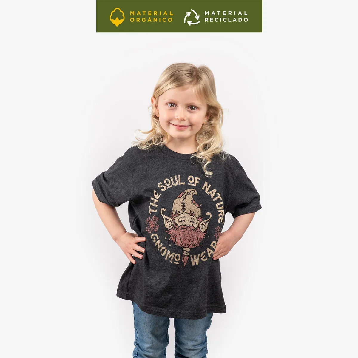 GNOMO - Polera Kids ECO F-4 Heather Black