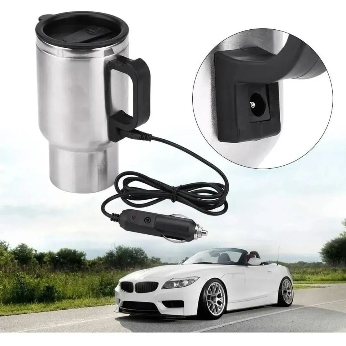 GENERICO - Vaso 480ml Térmico Auto Acero Tazon Mug 12v Eléctrico