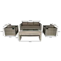 MUEBLES LA TERRAZA - Set Muebles de Terraza 311 + Banqueta color Gris