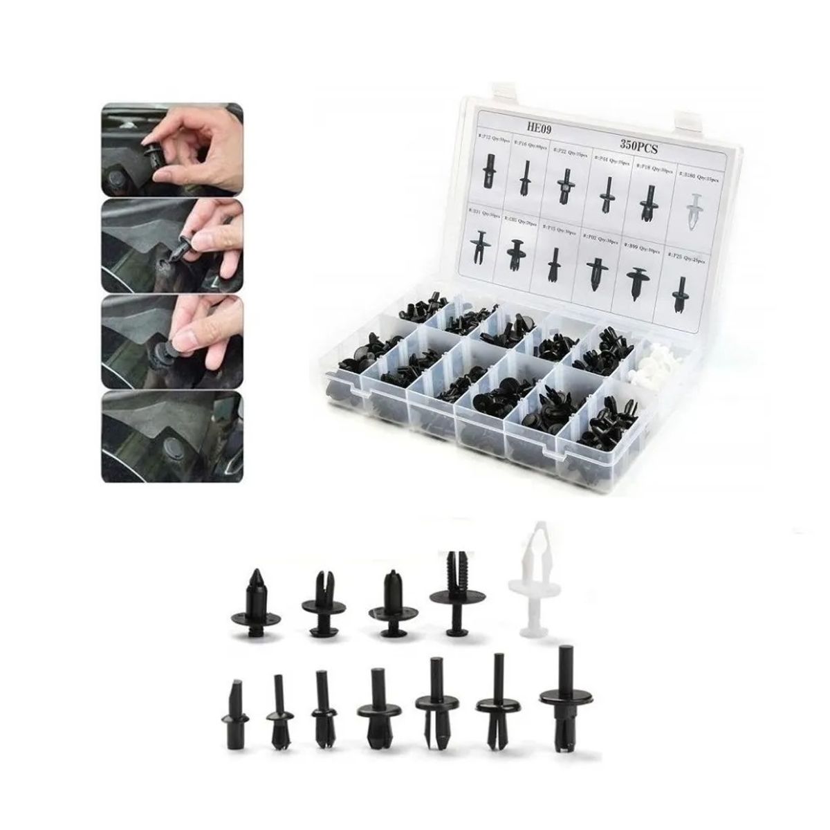 GENERICO - Set 350 Retenedores De Plástico Para Autos Clips Remaches