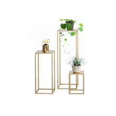 GENERICO - Set de 3 pedestales cuadrado gold 3 medidas S, M y L