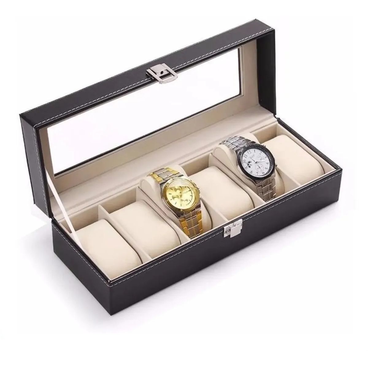 GENERICO - Organizador De Relojes Caja Para Guardar Reloj Estuche 6 Piezas