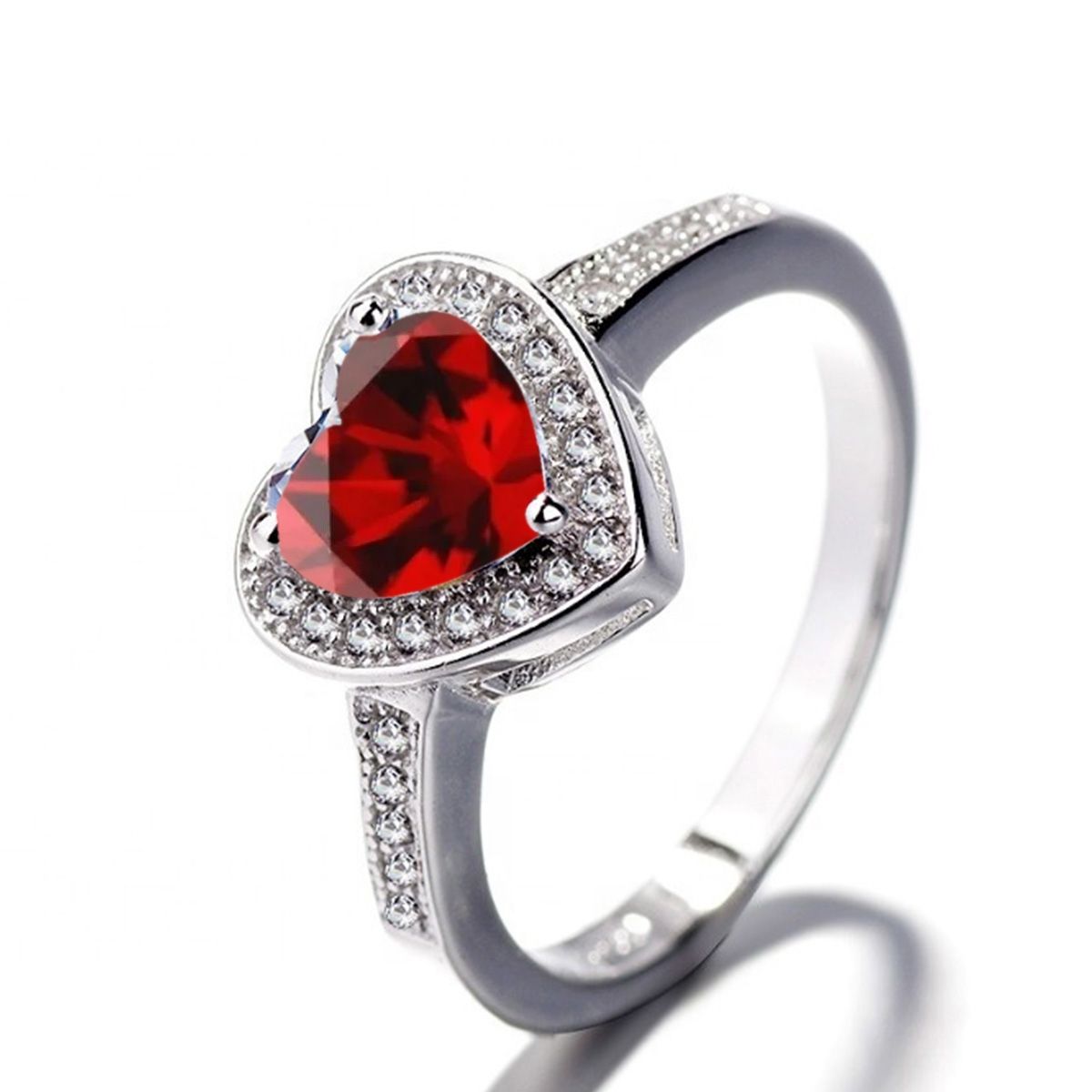 GENERICO - Anillo Plata 925 Corazón Circones Compromiso Elegante Mujer Joya