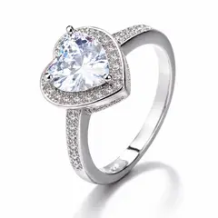 GENERICO - Anillo Plata 925 Corazón Circones Compromiso Elegante Mujer Joya