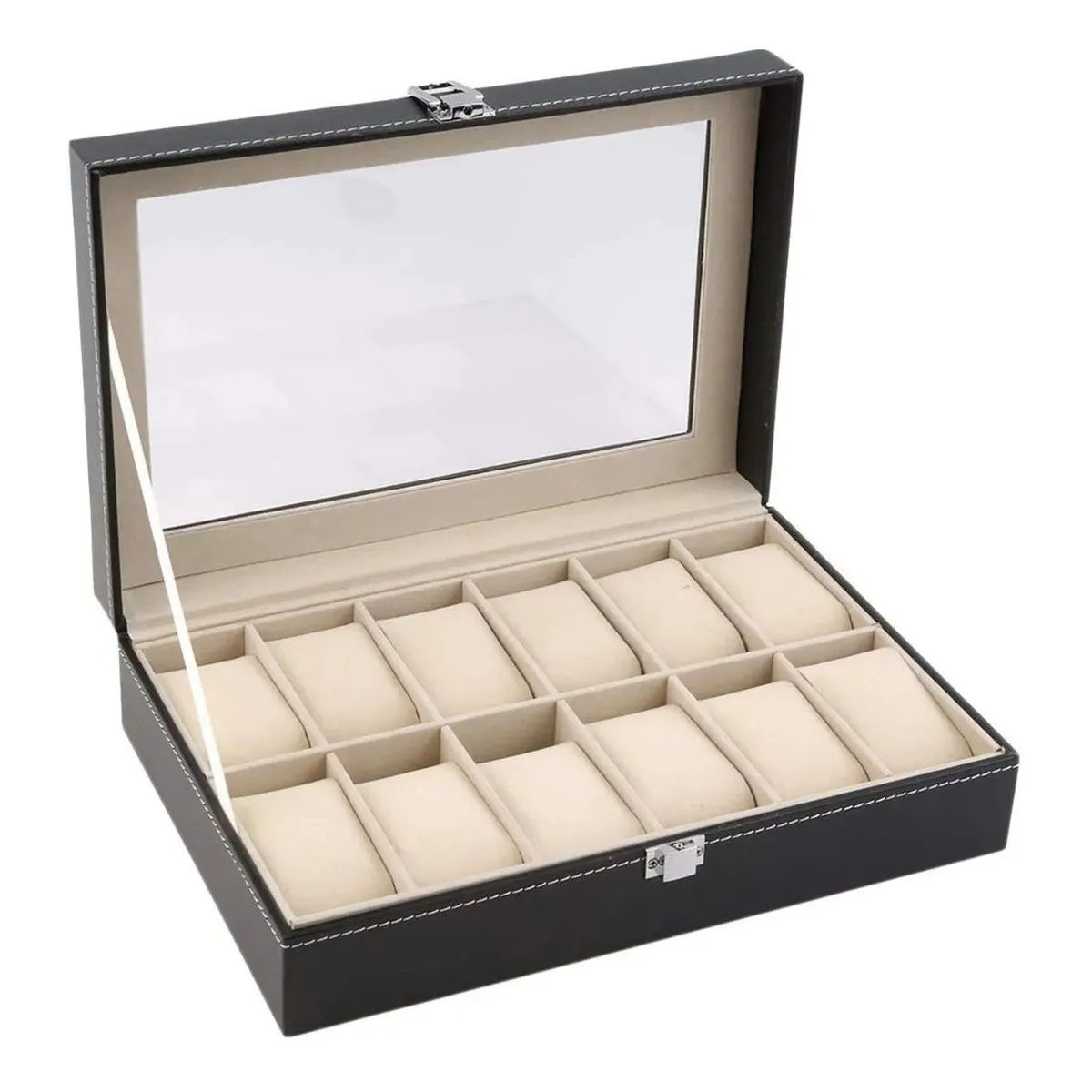 GENERICO - Caja Organizador De Relojes Estuche Exhibidor De Reloj 12 Piezas