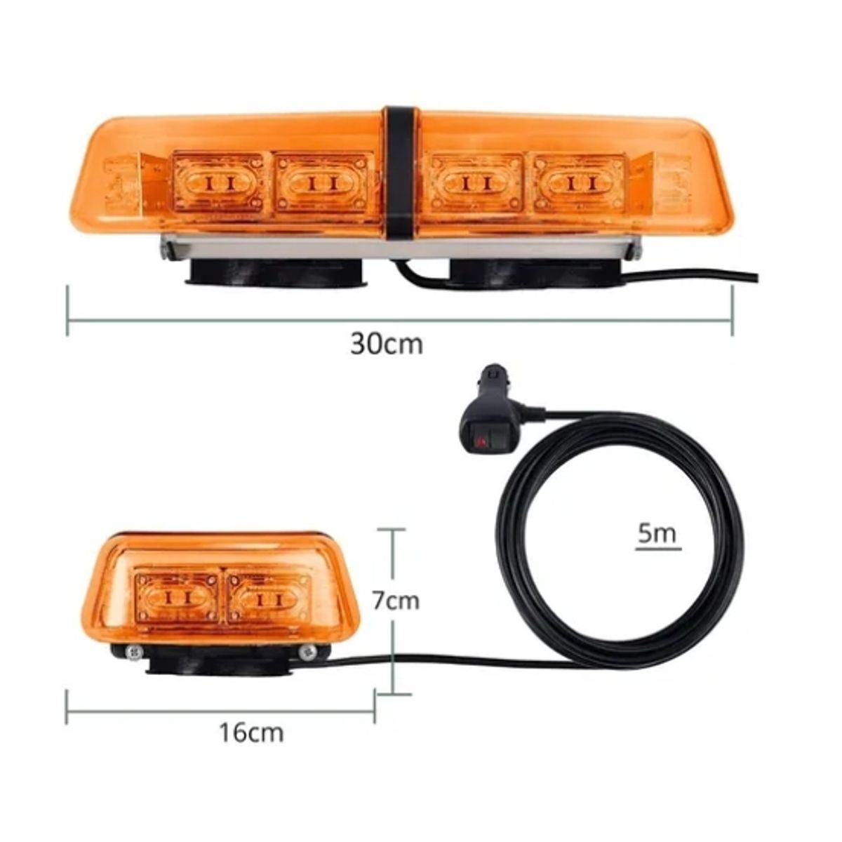 ESHOPANGIE - Baliza Luz Led Ámbar Techo Iman 12v-24v Estroboscópica