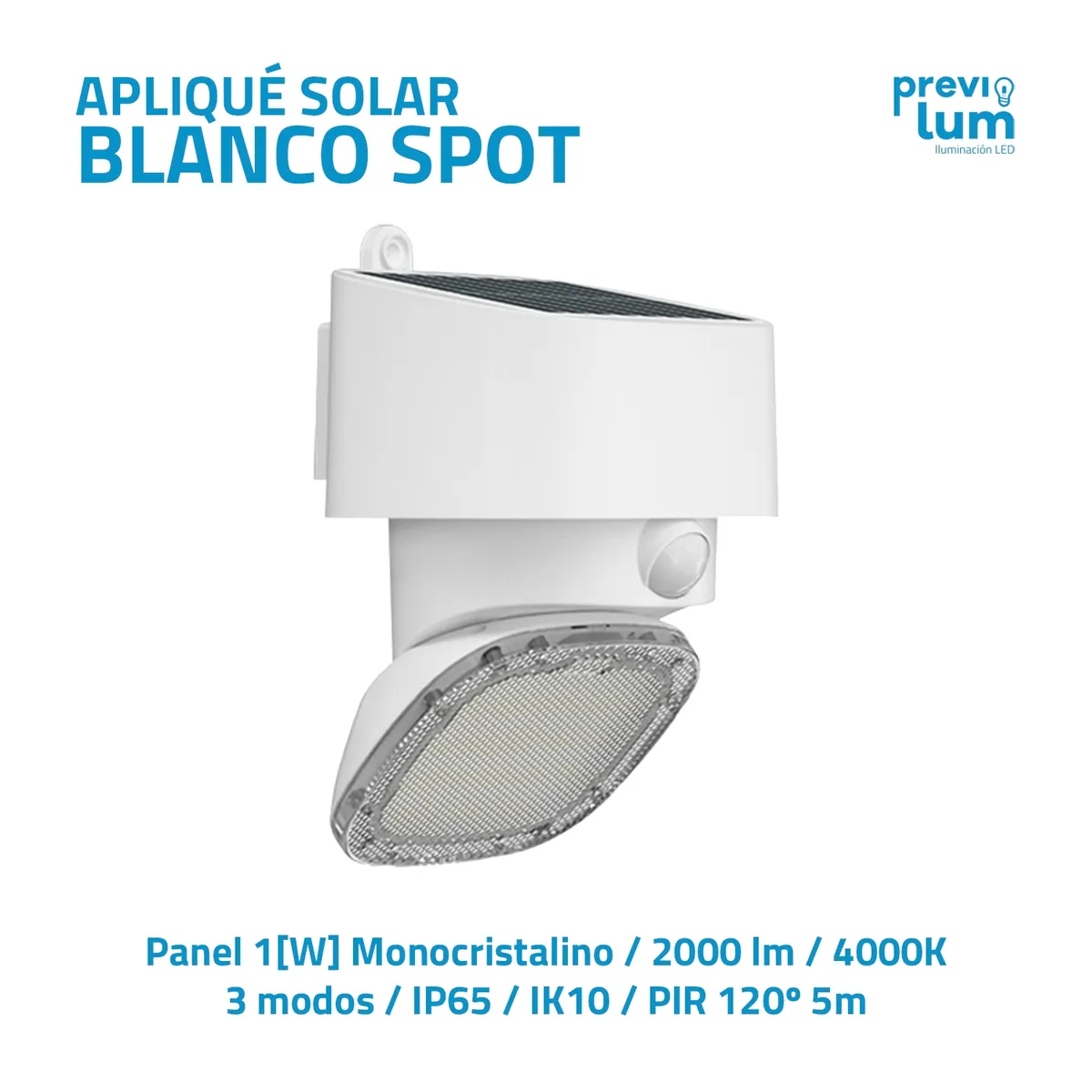 GENERICO - Proyector aplique SOLAR spot 2000Lm