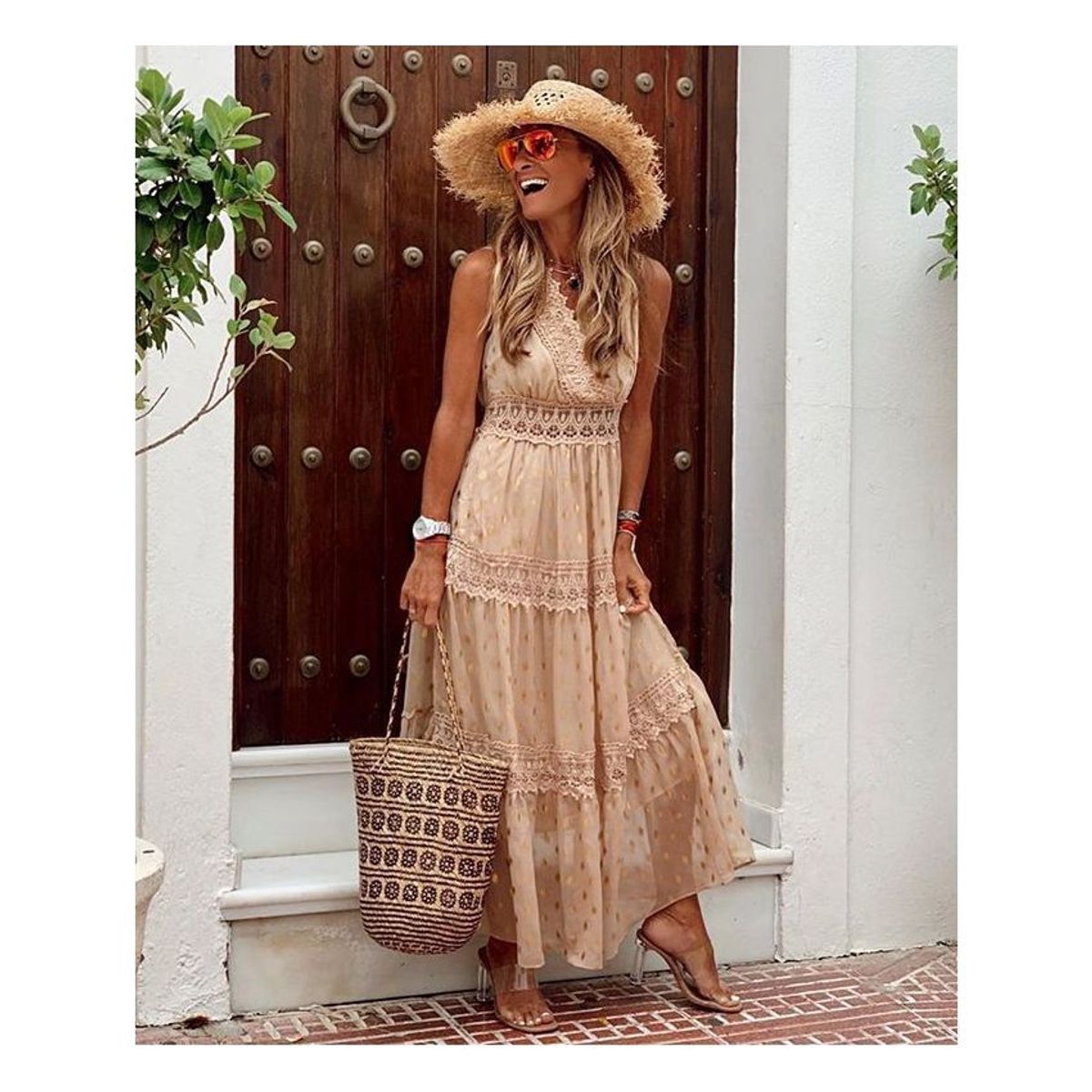 BLWOENS - Vestido casual largo para fiestas-Mujer