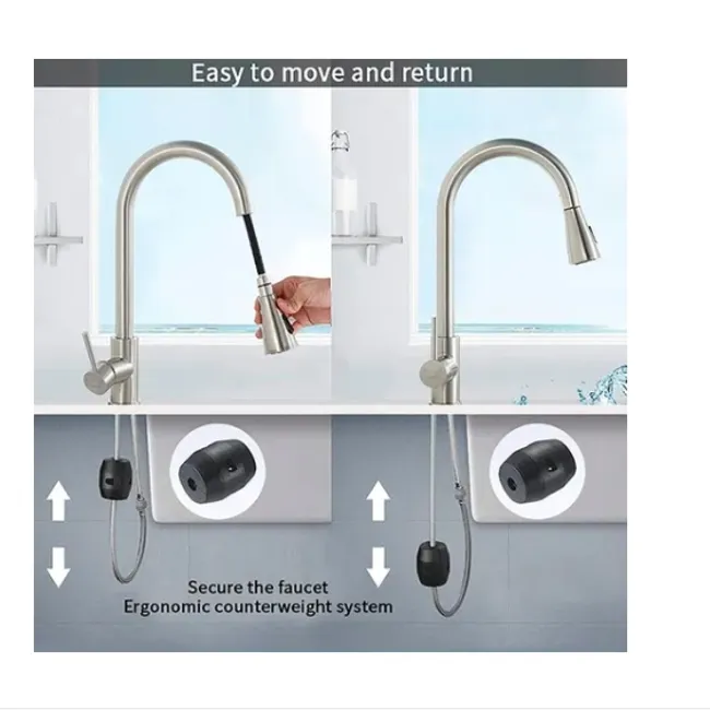 ESHOPANGIE - Llave Grifo Monomando Lavaplatos Extensible Niquel