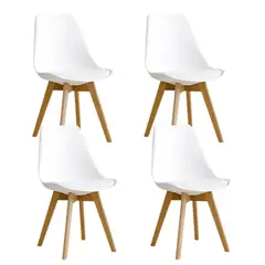 GENERICO - Pack 4 Sillas de Comedor Blancas Tulip