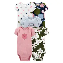 TEDMIMAK - Pack 5 Bodys Manga Corta Super Cute 100% Algodón