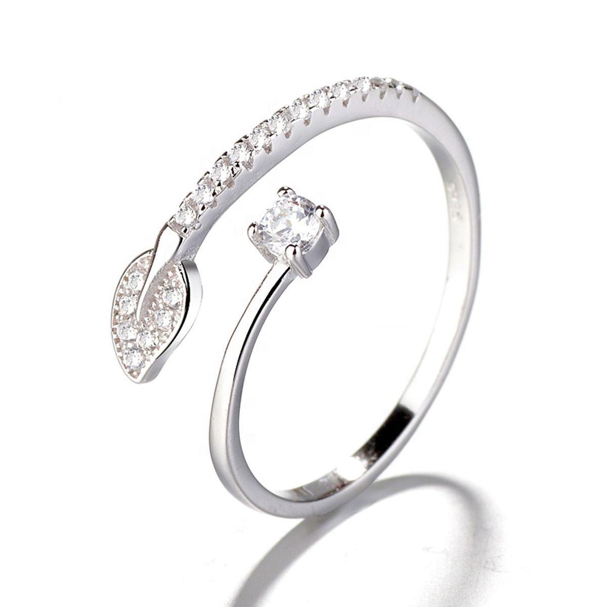 GENERICO - Anillo Plata 925 Ajustable Hoja Circones Juvenil Mujer Joya
