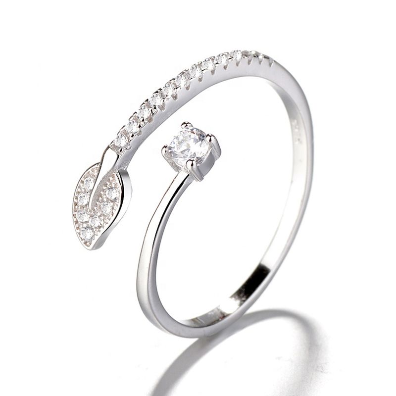 GENERICO - Anillo Plata 925 Ajustable Hoja Circones Juvenil Mujer Joya