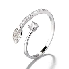 GENERICO - Anillo Plata 925 Ajustable Hoja Circones Juvenil Mujer Joya