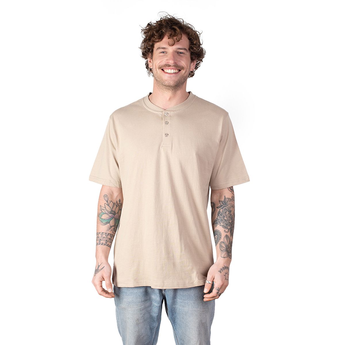 LENGA - Polera Molle Cuello Redondo con Botones Uvpro Hombre Lenga